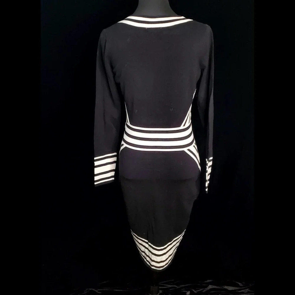 H&M Black & White Striped Pattern Knit Dress